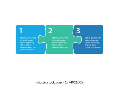 Infographics Step Blocks As Puzzle Jigsaw Pieces. Infographics Presentation Template. Business Process Design. Flat Vector Illustration