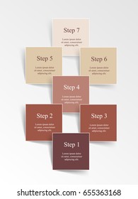 Infographics step by step. Abstract element of chart, graph, diagram with 7 steps, options, parts, processes. Vector business template for presentation and training.