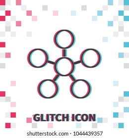 Infographics step by step with radial structure  glitch effect vector icon.