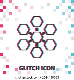 Infographics step by step with radial structure  glitch effect vector icon.