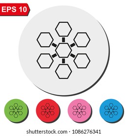Infographics step by step with radial structure flat round colorful vector icon.