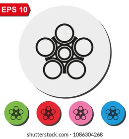 Infographics step by step with radial structure flat round colorful vector icon.