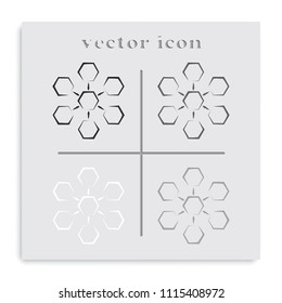 Infographics step by step with radial structure flat black and white vector icon.