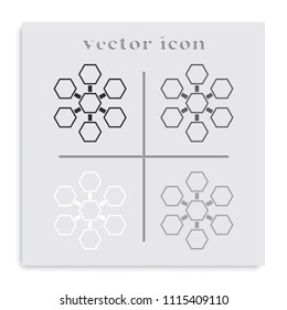 Infographics step by step with radial structure flat black and white vector icon.