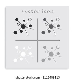 Infographics step by step with radial structure flat black and white vector icon.