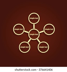 Infographics step by step with radial structure.