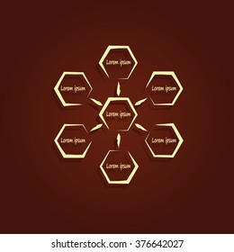 Infographics step by step with radial structure. Flat illustration.