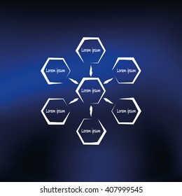 Infographics step by step with radial structure. Flat illustration.
