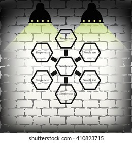 Infographics step by step with radial structure.