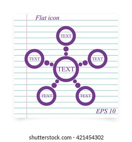 Infographics step by step with radial structure. Flat icon.