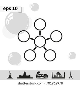Infographics step by step with radial structure.