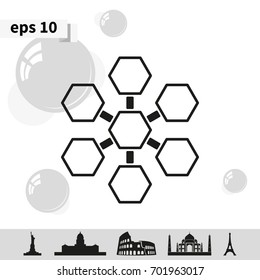 Infographics step by step with radial structure.