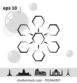 Infographics step by step with radial structure. Flat illustration.