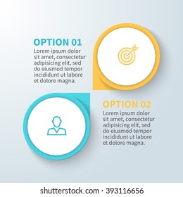 Infographics Step By Step With Two Connected Elements. Business Chart, Graph, Diagram With 2 Options, Parts, Processes.