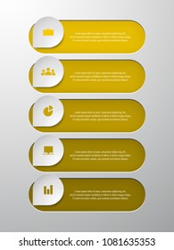 Infographics step by step. Universal abstract element of chart, graph, diagram with 5 steps, options, parts, processes. Green vector business template for presentation and training.