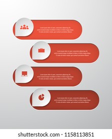 Infographics step by step. Universal abstract element of chart, graph, diagram with 4 steps, options, parts, processes. Vector business template for presentation and training.