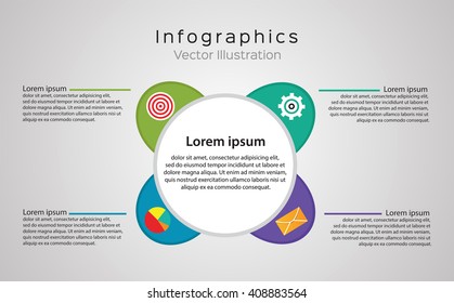 Infographics step by step. Universal abstract element of chart, graph, diagram with 4 steps, options, parts, processes, Vector business template for presentation and training.