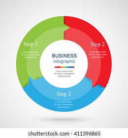Infographics step by step. Universal abstract element of chart, graph, diagram with 3 steps, options, parts, processes. Vector business template for presentation and training.