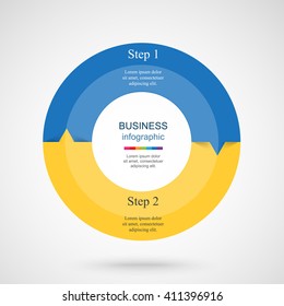 Infographics step by step. Universal abstract element of chart, graph, diagram with 2 steps, options, parts, processes. Vector business template for presentation and training.