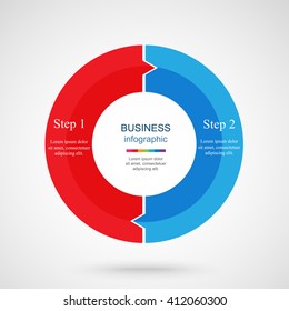 Infographics step by step. Universal abstract element of chart, graph, diagram with 2 steps, options, parts, processes. Vector business template for presentation and training.