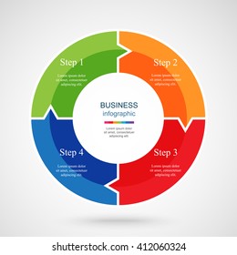 Infographics step by step. Universal abstract element of chart, graph, diagram with 4 steps, options, parts, processes. Vector business template for presentation and training.