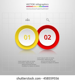 Infographics step by step. Universal abstract element of chart, graph, diagram with 2 steps, options, parts, processes. Vector business template for presentation and training.