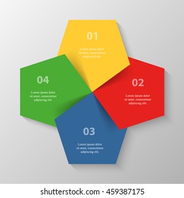 Infographics step by step. Universal abstract element of chart, graph, diagram with 4 steps, options, parts, processes. Vector business template for presentation and training.