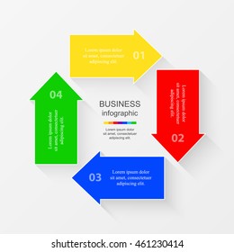 Infographics step by step. Universal abstract element of chart, graph, diagram with 4 steps, options, parts, processes. Vector business template for presentation and training.