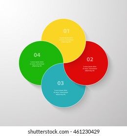 Infographics step by step. Universal abstract element of chart, graph, diagram with 4 steps, options, parts, processes. Vector business template for presentation and training.