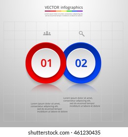 Infographics step by step. Universal abstract element of chart, graph, diagram with 2 steps, options, parts, processes. Vector business template for presentation and training.