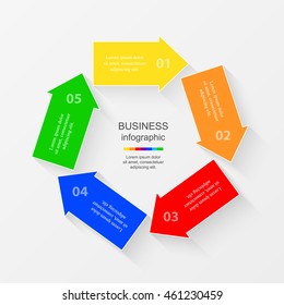 Infographics step by step. Universal abstract element of chart, graph, diagram with 5 steps, options, parts, processes. Vector business template for presentation and training.