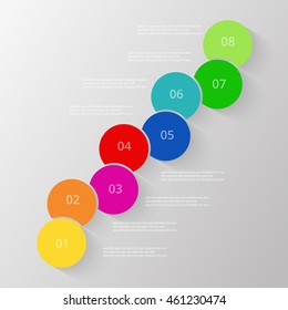 Infographics step by step. Universal abstract element of chart, graph, diagram with 8 steps, options, parts, processes. Vector business template for presentation and training.