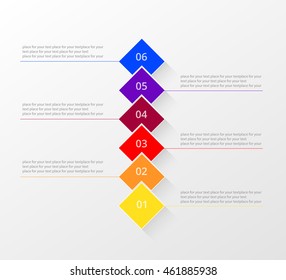 Infographics step by step. Universal abstract element of chart, graph, diagram with 6 steps, options, parts, processes. Vector business template for presentation and training.