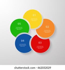 Infographics step by step. Universal abstract element of chart, graph, diagram with 5 steps, options, parts, processes. Vector business template for presentation and training.