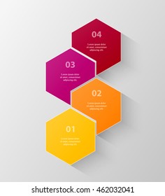 Infographics step by step. Universal abstract element of chart, graph, diagram with 4 steps, options, parts, processes. Vector business template for presentation and training.