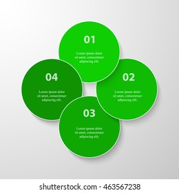 Infographics step by step. Universal abstract element of chart, graph, diagram with 4 steps, options, parts, processes. Green vector business template for presentation and training.