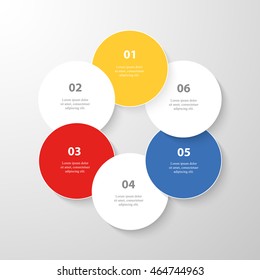 Infographics step by step. Universal abstract element of chart, graph, diagram with 6 steps, options, parts, processes. Vector business template for presentation and training.