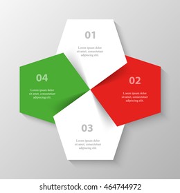 Infographics step by step. Universal abstract element of chart, graph, diagram with 4 steps, options, parts, processes. Vector business template for presentation and training.
