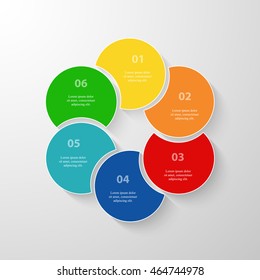 Infographics step by step. Universal abstract element of chart, graph, diagram with 6 steps, options, parts, processes. Vector business template for presentation and training.