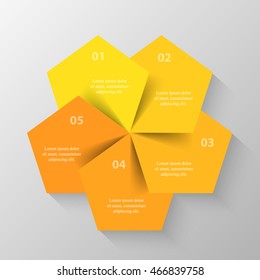 Infographics step by step. Universal abstract element of chart, graph, diagram with 5 steps, options, parts, processes. Vector business template for presentation and training.
