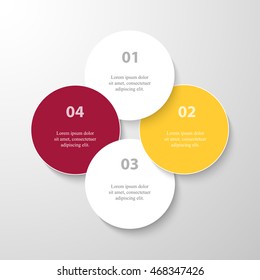 Infographics step by step. Universal abstract element of chart, graph, diagram with 4 steps, options, parts, processes. Vector business template for presentation and training.