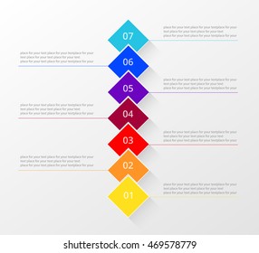 Infographics step by step. Universal abstract element of chart, graph, diagram with 7 steps, options, parts, processes. Vector business template for presentation and training.