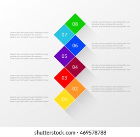 Infographics step by step. Universal abstract element of chart, graph, diagram with 8 steps, options, parts, processes. Vector business template for presentation and training.