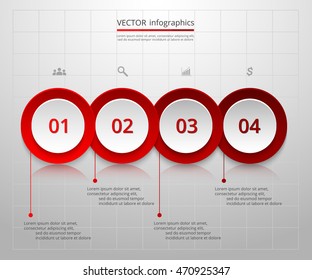 Infographics step by step. Universal abstract element of chart, graph, diagram with 4 steps, options, parts, processes. Vector business template for presentation and training.