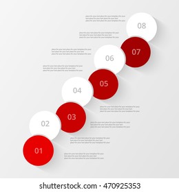 Infographics step by step. Universal abstract element of chart, graph, diagram with 8 steps, options, parts, processes. Vector business template for presentation and training.