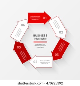 Infographics step by step. Universal abstract element of chart, graph, diagram with 6 steps, options, parts, processes. Vector business template for presentation and training.