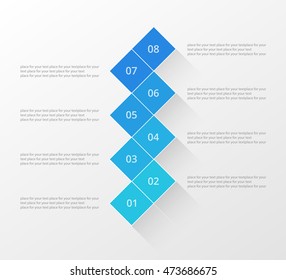 Infographics step by step. Universal abstract element of chart, graph, diagram with 8 steps, options, parts, processes. Vector business template for presentation and training.