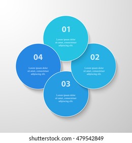 Infographics step by step. Universal abstract element of chart, graph, diagram with 4 steps, options, parts, processes. Blue vector business template for presentation and training.