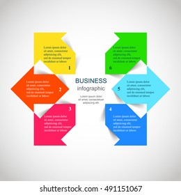 Infographics step by step. Universal abstract element of chart, graph, diagram with 6 steps, options, parts, processes. Vector business template for presentation and training.