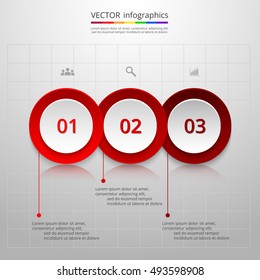 Infographics step by step. Universal abstract element of chart, graph, diagram with 3 steps, options, parts, processes. Vector business template for presentation and training.